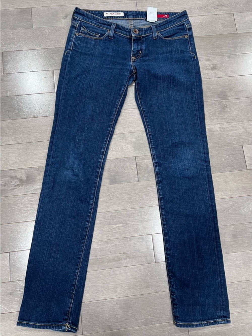 X2 Quality Denim Ultra Low Rise Skinny Jeans Dark Wash Size 4 Long